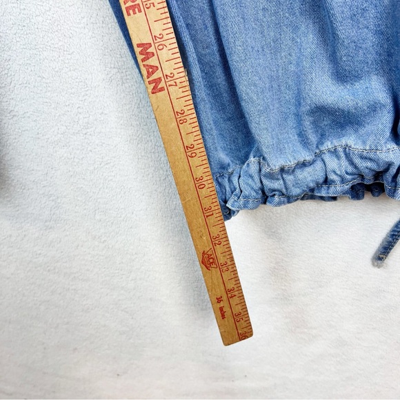 Veveret Light Wash Ankle Drawstring Jeans Size Small Baggy Balloon Pants - Picture 10 of 14